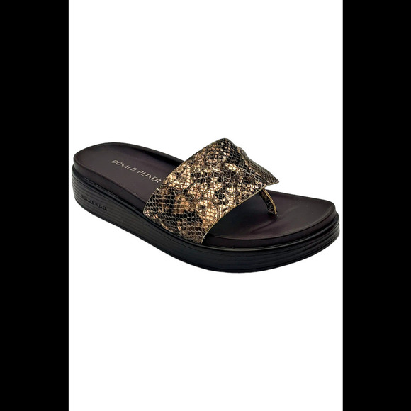 Donald Pliner Women's Fifi Python Print Padded Wedge Sandal Natural - Medium - Picture 1 of 3